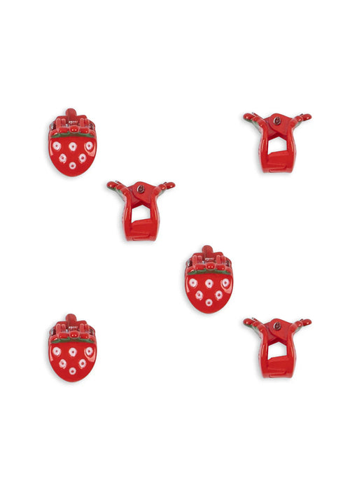 6 Pack Mini Hair Claws - Strawberry - Kleine Haarspeldjes - Aardbeitjes - Konges Sløjd
