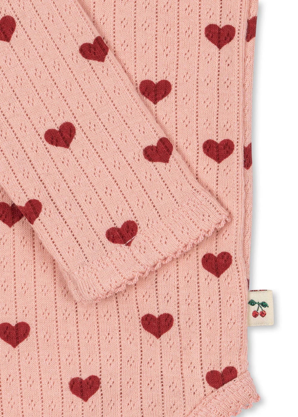 Minnie Romper - Amour Red with Red Hearts - Pointelle - Organic Cotton - GOTS - Konges Sløjd