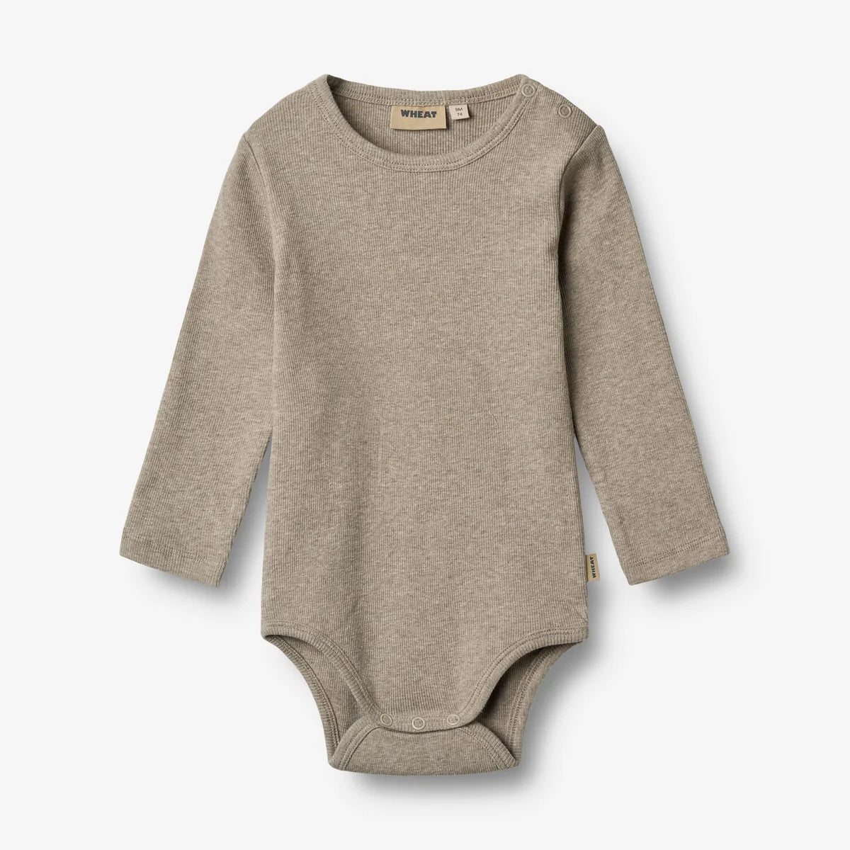 Romper lange mouw Spencer - Biologisch katoen - Gravel melange - Wheat - voorkant