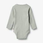 Wheat - Rib Body L/S Spencer - Rainy sky - Strampler - Bio-Baumwolle