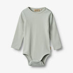 Wheat - Rib Body L/S Spencer - Rainy sky - Strampler - Bio-Baumwolle
