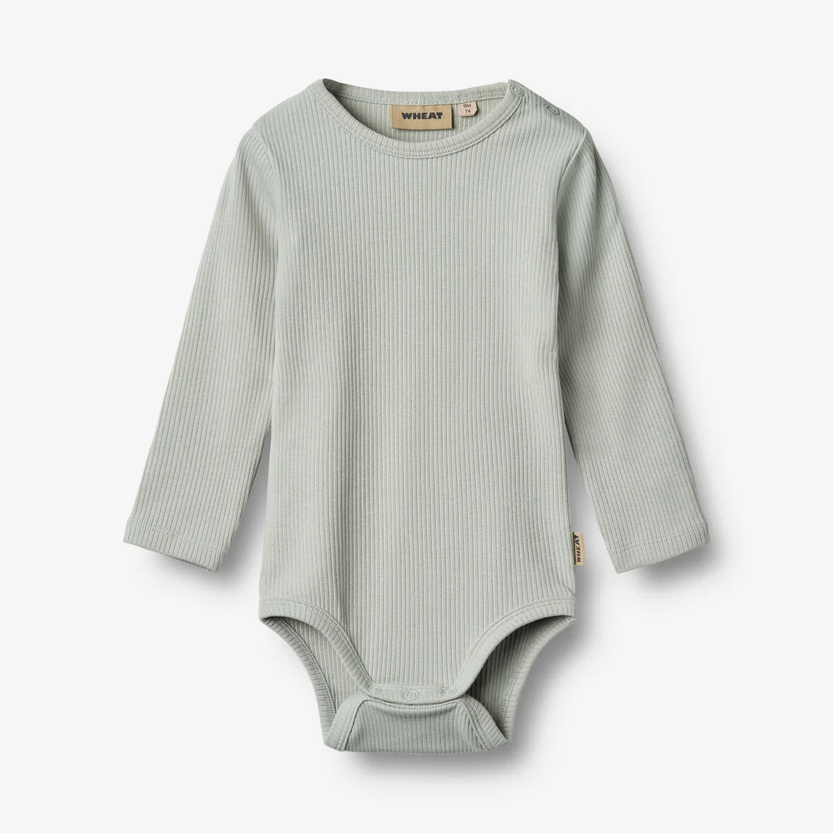 Wheat - Rib Body L/S Spencer - Rainy sky - Strampler - Bio-Baumwolle