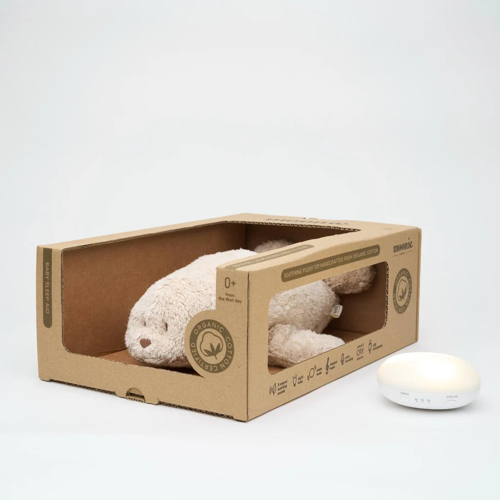 Plush Toy with Heartbeat & White Noise - The Humming Bunny 2.0 - Organic GOTS Cotton - Moonie