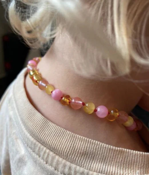 Bernstein- und Edelsteinkette - Bondi - 32 cm - Kinder 0-3 Jahre - Nirrimis