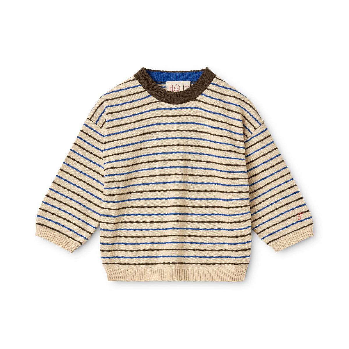 Storm Sweater – Cream-Mosswood Stripe – 100% Katoen – Flöss