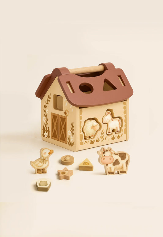 Sorteerkubus - Tiny Barn - Boederij - Houten speelgoed - Mrs Ertha