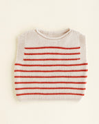 Vest Harvey - Gestreept - Spencer/mouwloos truitje - Merinowol - HVID - productfoto
