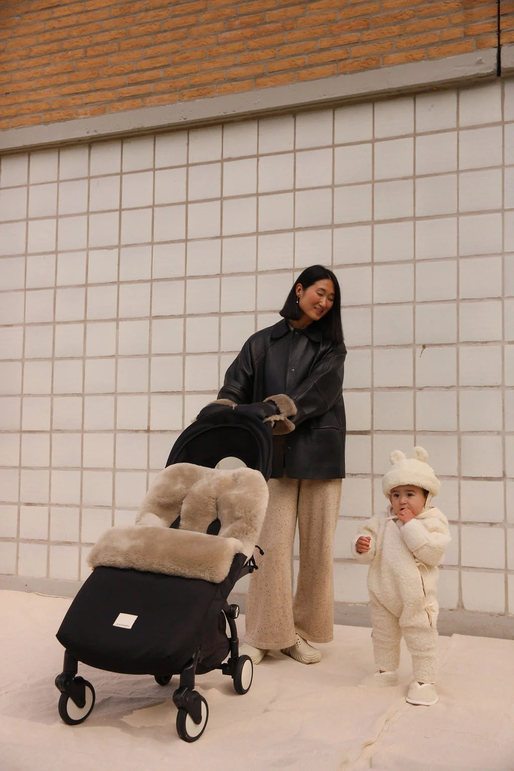 Merino wollen babymuts Teddy Hat - Milk - BINIBAMBA