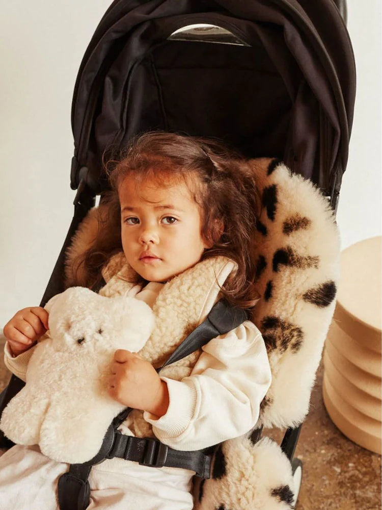 Merino wool stroller liner Snuggler® - Leopard Peanut - BINIBAMBA