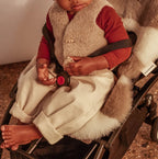 Merino wool stroller liner Snuggler® - White Toastie - BINIBAMBA