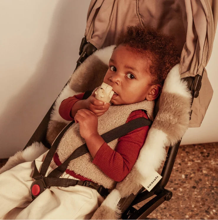 Merino wool stroller liner Snuggler® - White Toastie - BINIBAMBA