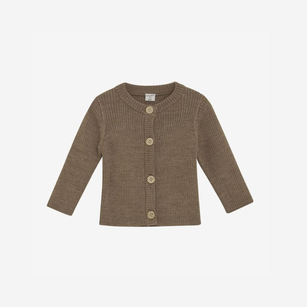 Knitted cardigan - Merino wool - Cocoa Cream/brown - CeLaVi