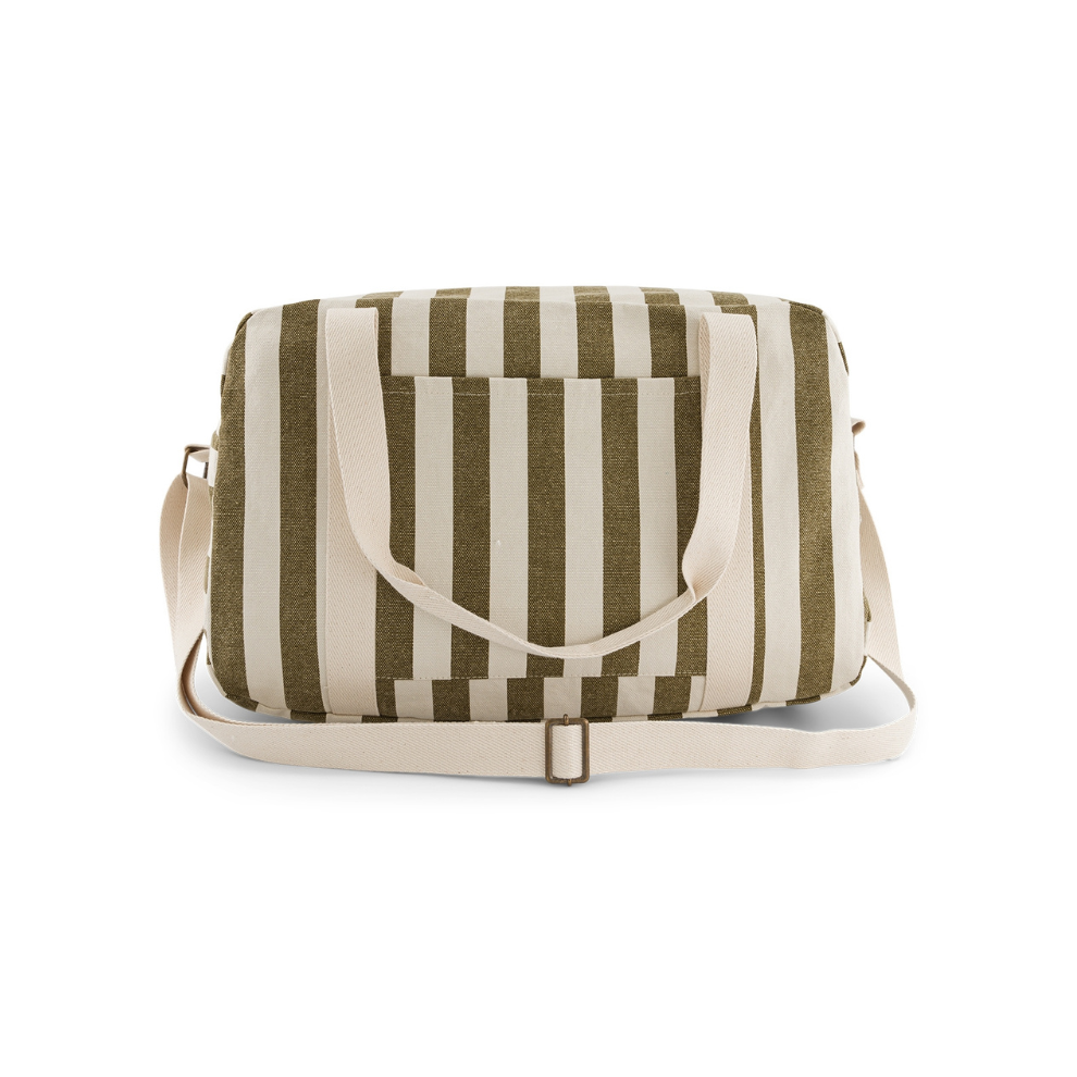 Luiertas/Weekendtas Raphael - Stripes Greige/Olive - Waterafstotend katoen - Rose in April
