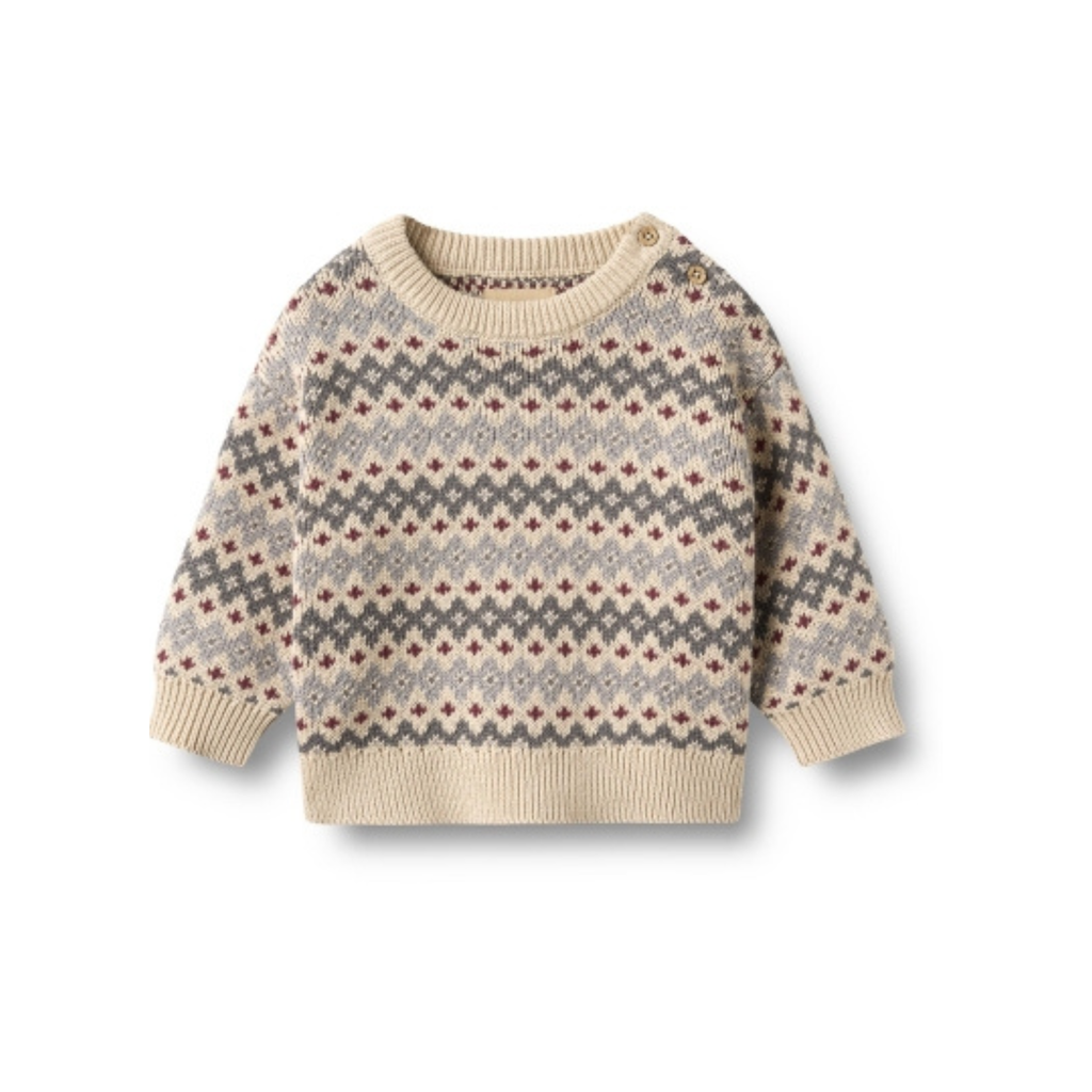 Pull Harlow Jacquard - Coton biologique - Bleu - Wheat