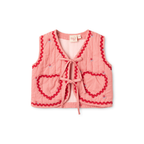 Gewatteerd gilet Sonja Vest - Pink Rose Gingham - Katoen - Flöss - voorkant