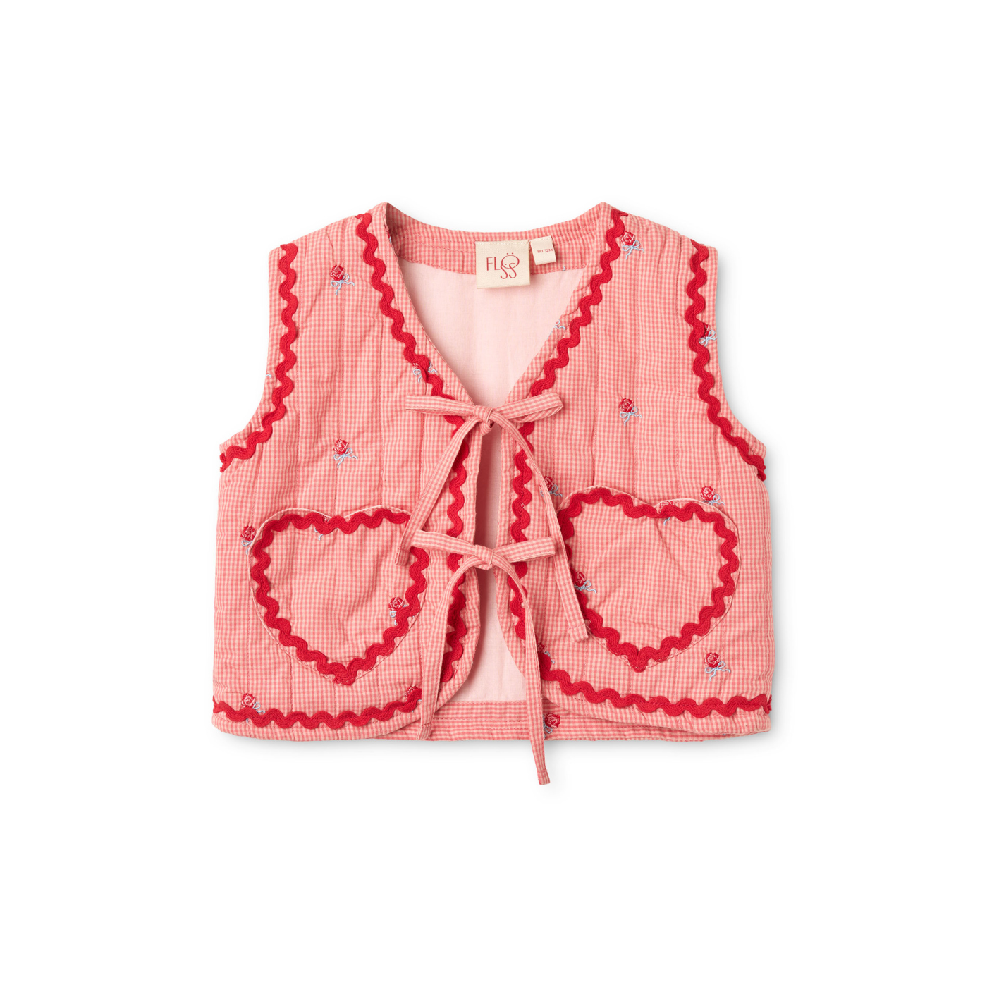 Gewatteerd gilet Sonja Vest – Pink Rose Gingham – Katoen – Flöss