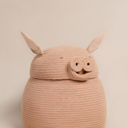Basket Peggy the Pig – Opbergmand varken – Rose – Ø 32 × 30 cm – Lorena Canals