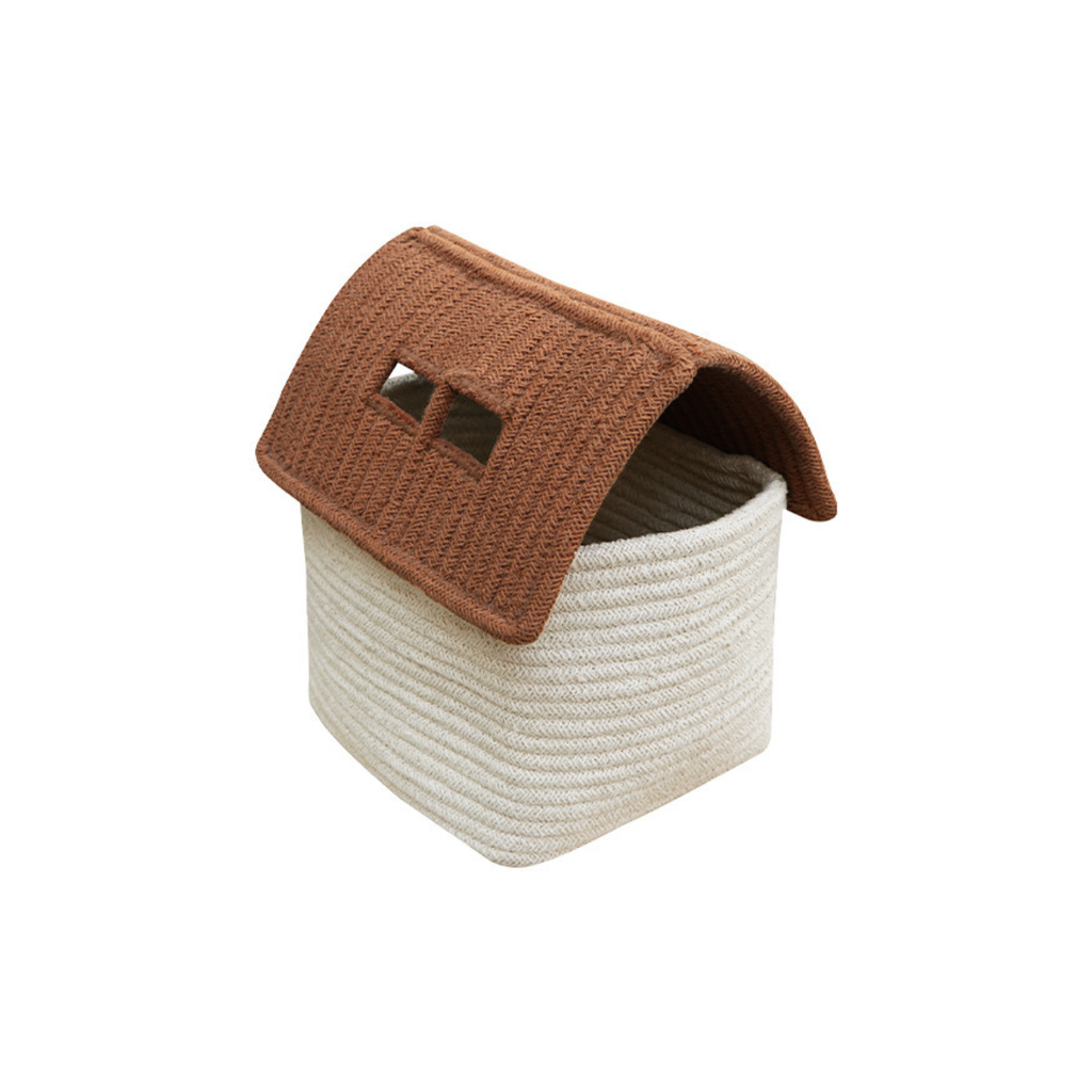Basket House Toffee - Huisvormige opbergmand - Naturel & bruin - Lorena Canals - productfoto