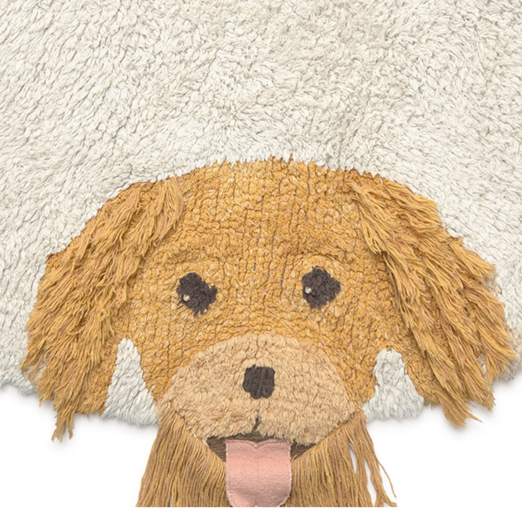 Wasbaar vloerkleed Dogs – Naturel – Ø 140 cm – Lorena Canals