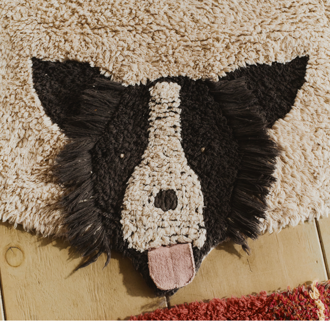 Wasbaar vloerkleed Dogs – Naturel – Ø 140 cm – Lorena Canals