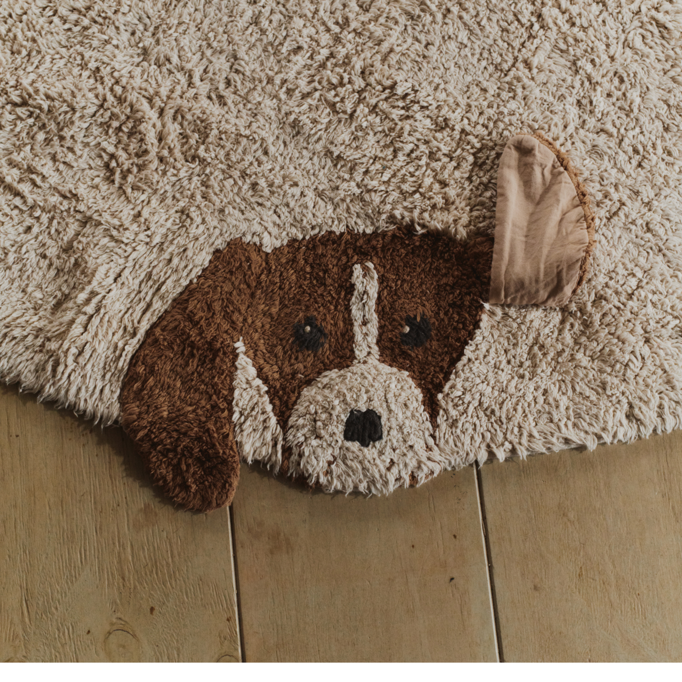 Wasbaar vloerkleed Dogs – Naturel – Ø 140 cm – Lorena Canals