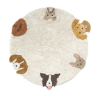 Wasbaar vloerkleed Dogs – Naturel – Ø 140 cm – Lorena Canals