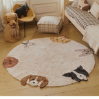 Wasbaar vloerkleed Dogs - Naturel - Ø 140 cm - Lorena Canals - productfoto