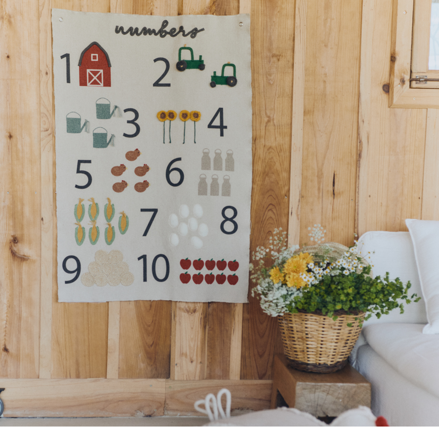 Wall Hanger Farm Numbers – Educatief wandkleed – 70 × 100 cm – Lorena Canals