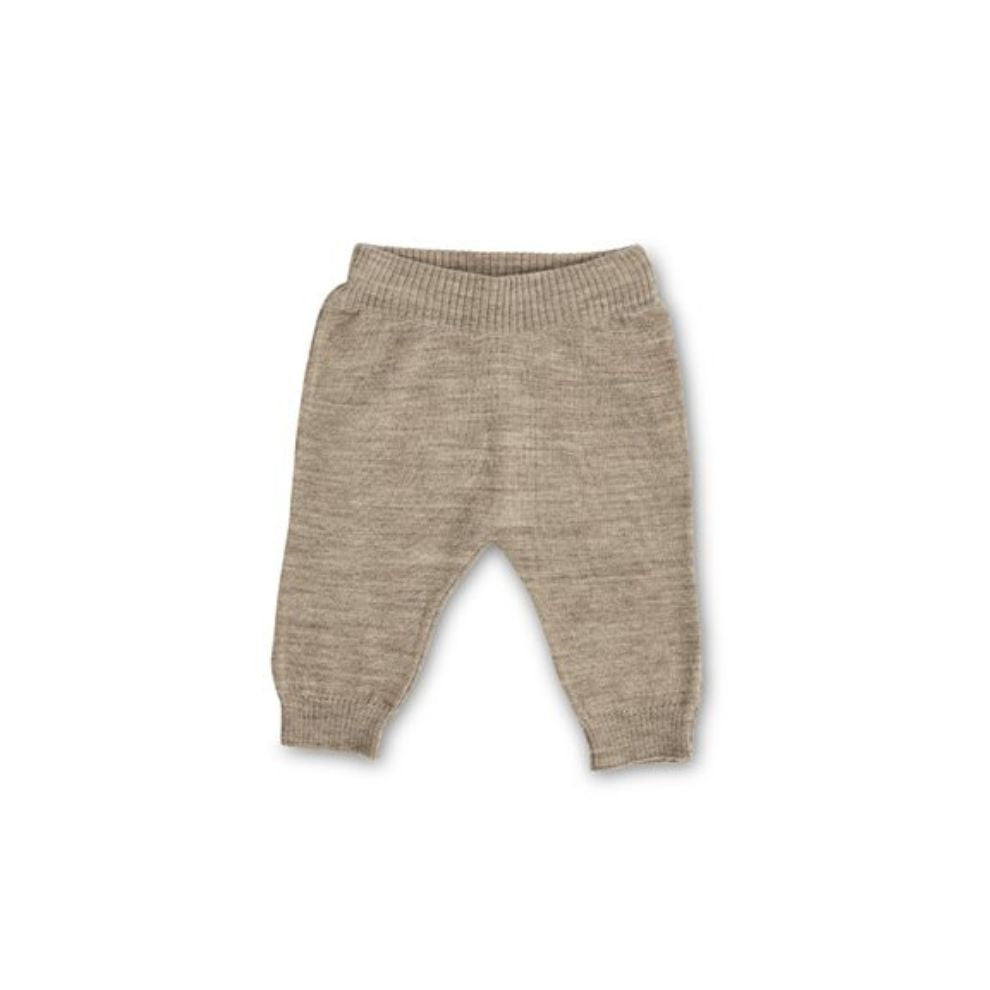 Knitted trousers - Merino wool - Flat knit - Beige - Smallstuff