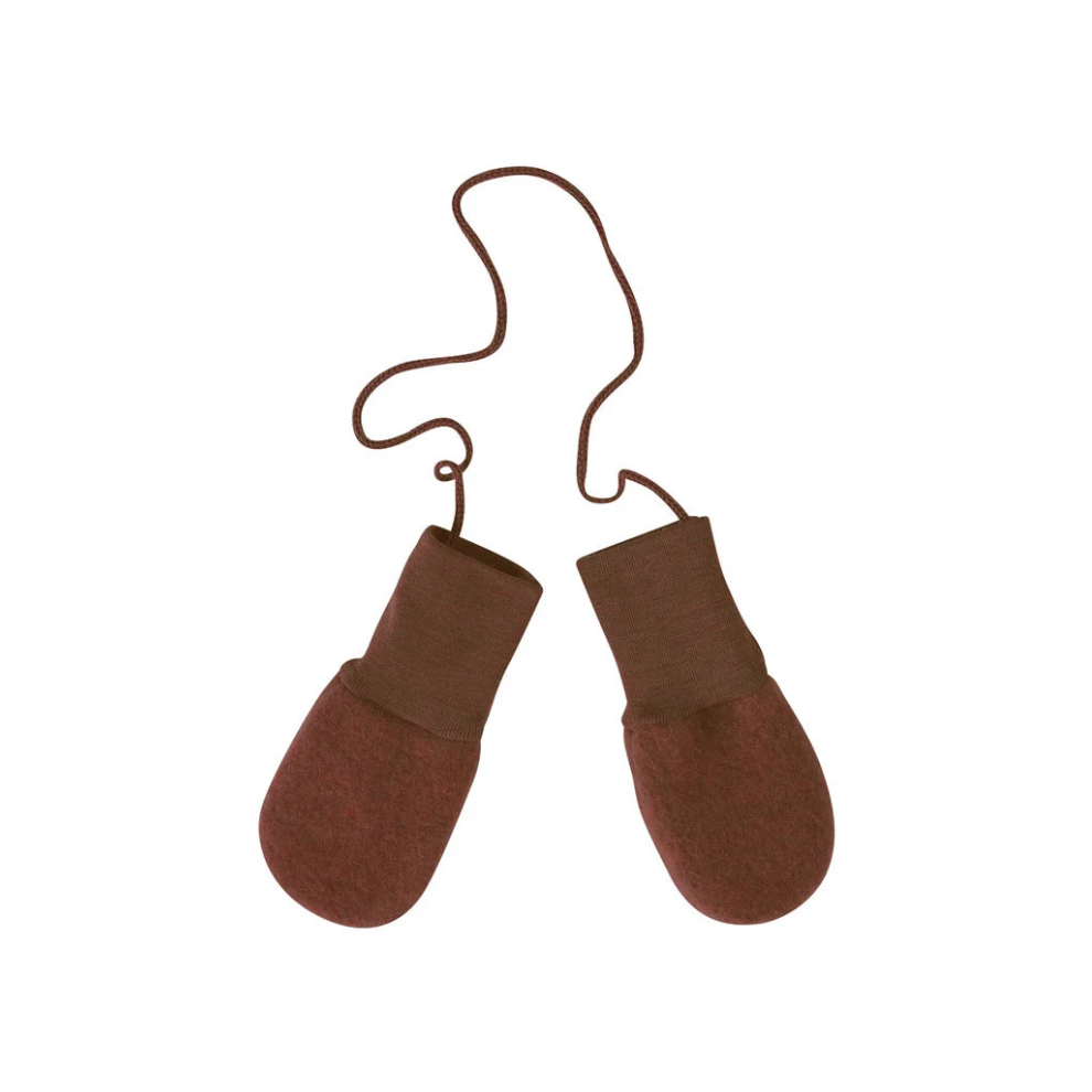Fäustlinge mit Bindeband - Wollfleece - Cinnamon/Kaneel - Engel Natur
