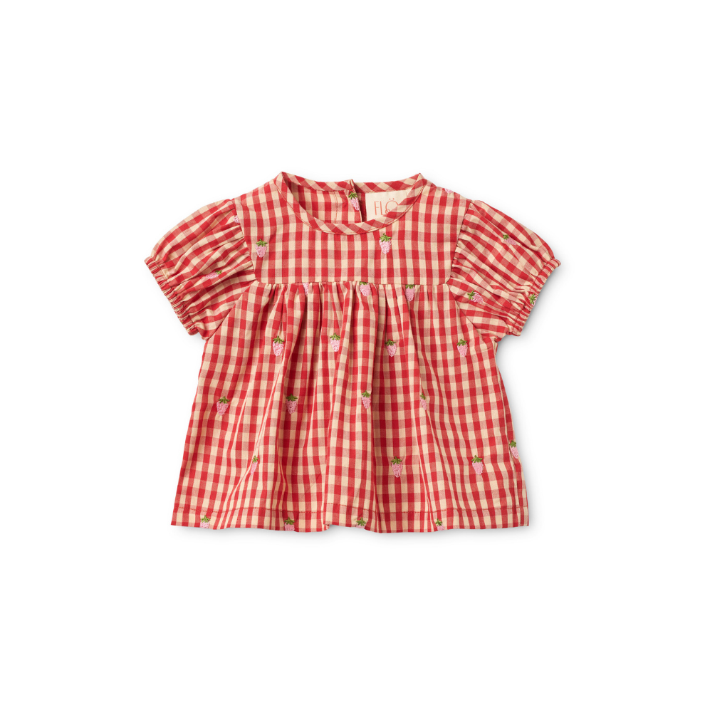 Baby set Molly - Katoen - Rood/roze - Aardbeitjes - Flöss