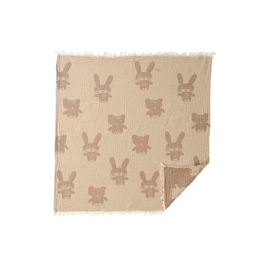 Crib Blanket - Bunny&Bear - Organic Muslin Cotton - Klippan