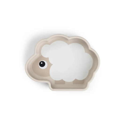 Suction cup plate Sheep - Silicone Stick&Stay bowl - Sheepy - Sand - Done by Deer