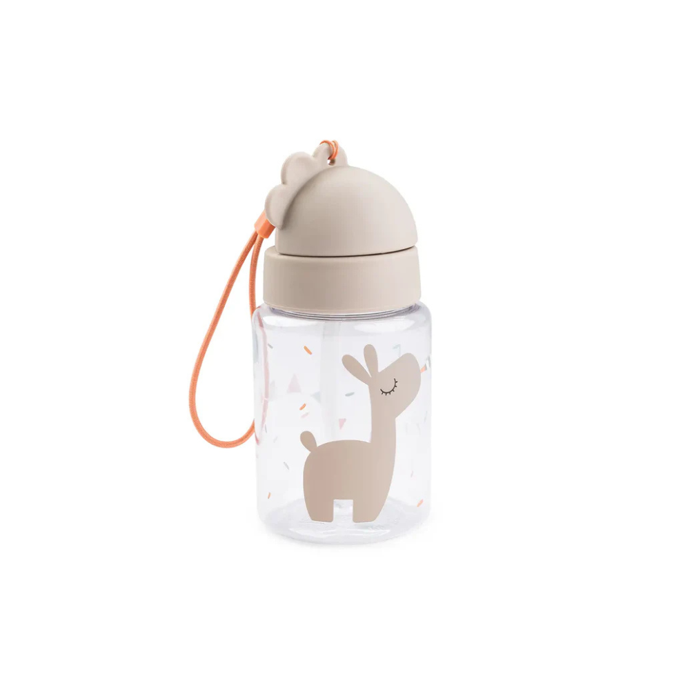 Drinkfles met rietje - Straw bottle - Celebration - Sand - 280 ml - Done by Deer - productfoto