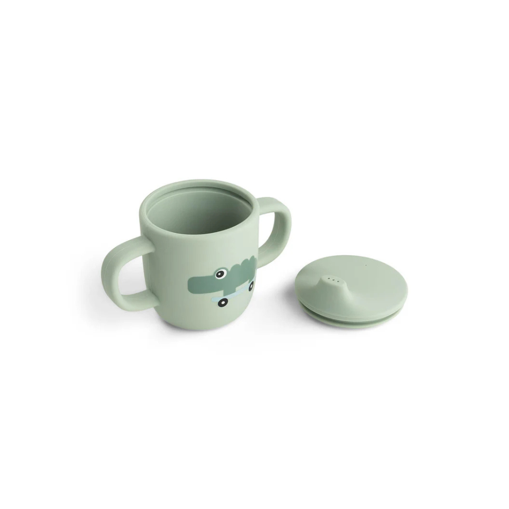 Siliconen drinkbeker met 2 handvatten - Tuitbeker - Croco - Green - Done by Deer - productfoto - afbeelding 2