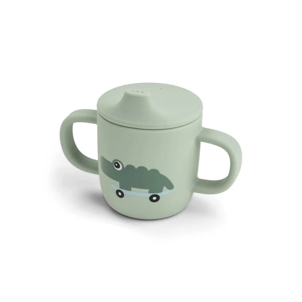 Siliconen drinkbeker met 2 handvatten - Tuitbeker - Croco - Green - Done by Deer