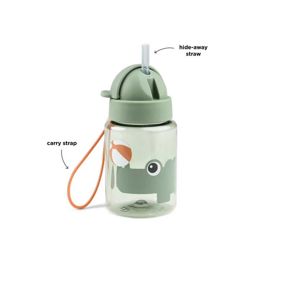 Drinkfles met rietje - Straw bottle - Playground - Croco/Green - 280 ml - Done by Deer - productfoto - afbeelding 2