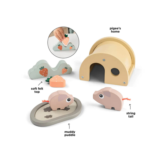 Wooden farm set - Tiny farm play set - Pigee - Colour mix - Done by Deer