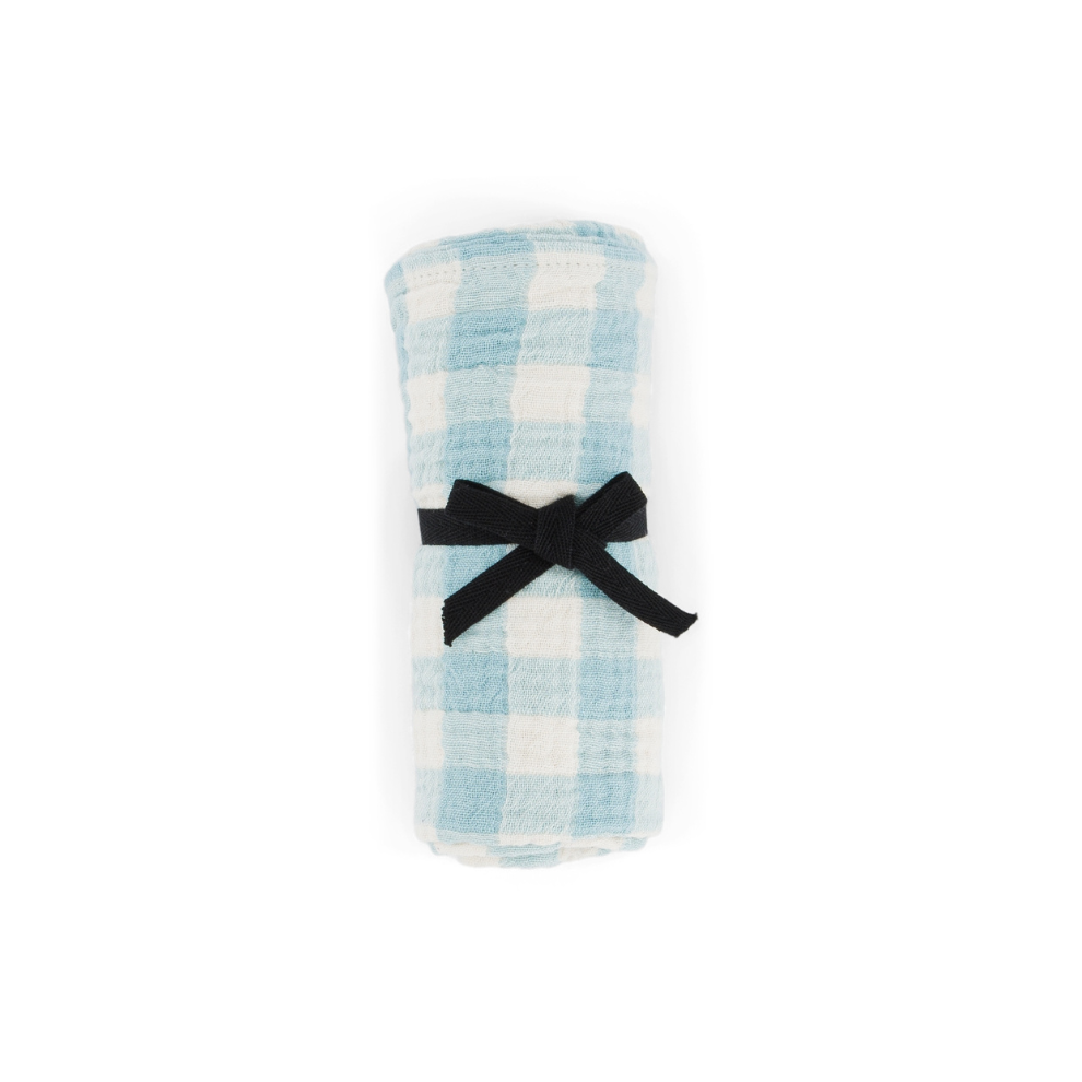 Hydrofiele doek Bianca - Vichy Canal blue/blauw - Mousseline katoen - Rose in April - productfoto