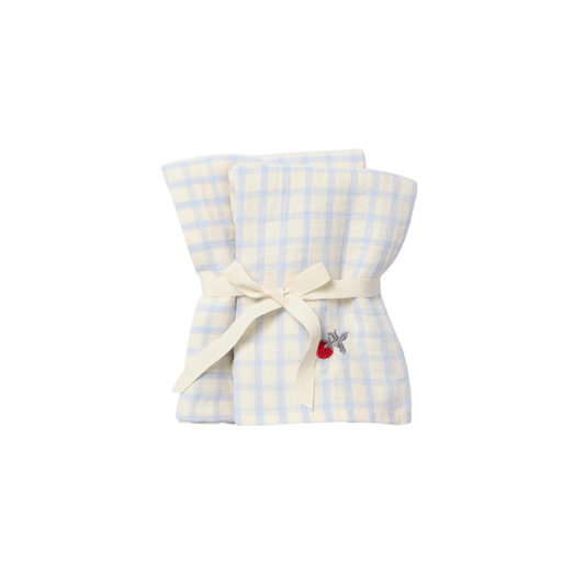 Muslin Blanket - 2-pack - 60x60 cm - Gingham Sky Blue - Garbo&Friends