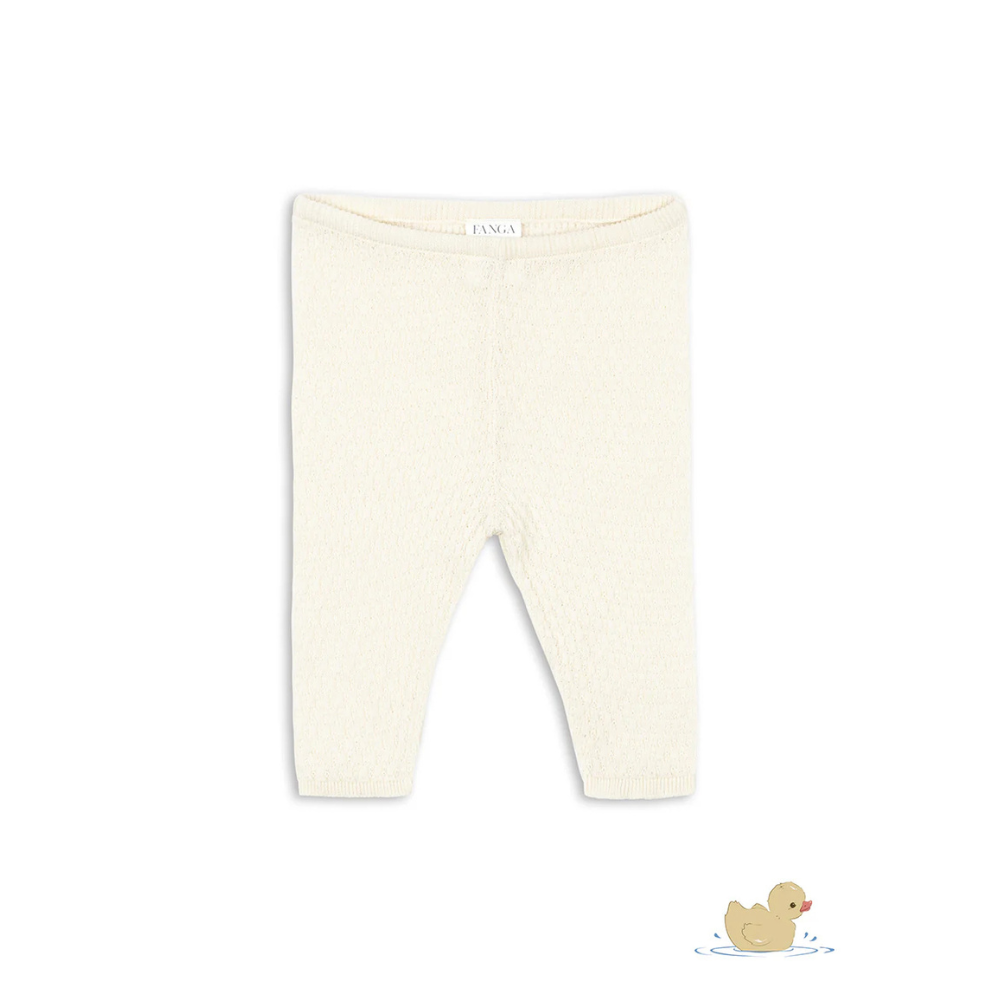 Venti Leggings - Antique White - Fijngebreide Pointelle Broek - Biologisch Katoen - GOTS - Konges Sløjd