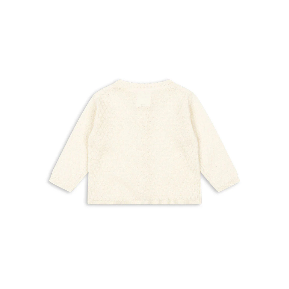 Venti Pointelle Cardigan - Antique White - Fijngebreid Vestje - Biologisch Katoen - GOTS - Konges Sløjd - achterkant