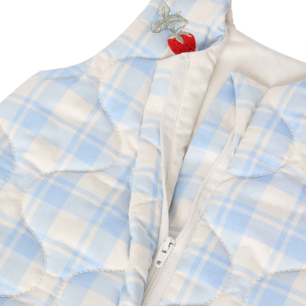 Padded Sleeping Bag - Plaid Sky Blue - Organic Cotton - Garbo&Friends