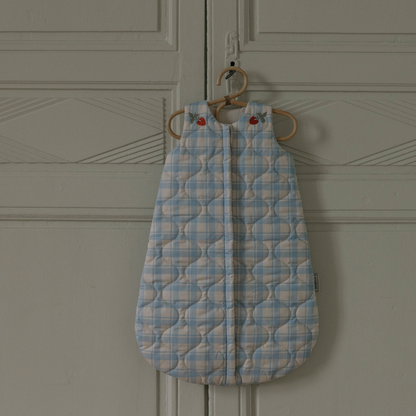 Padded Sleeping Bag - Plaid Sky Blue - Organic Cotton - Garbo&Friends