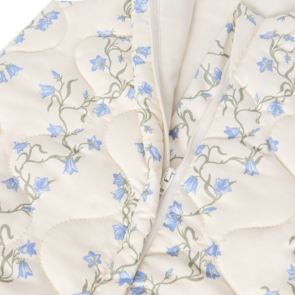 Padded Sleeping Bag - Bell Flower/Blue Flower Print - Organic Cotton - Garbo&Friends