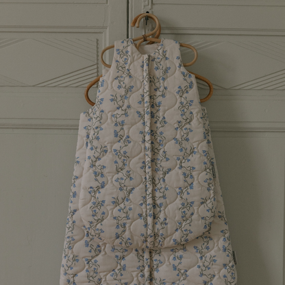 Padded Sleeping Bag - Bell Flower/Blue Flower Print - Organic Cotton - Garbo&Friends