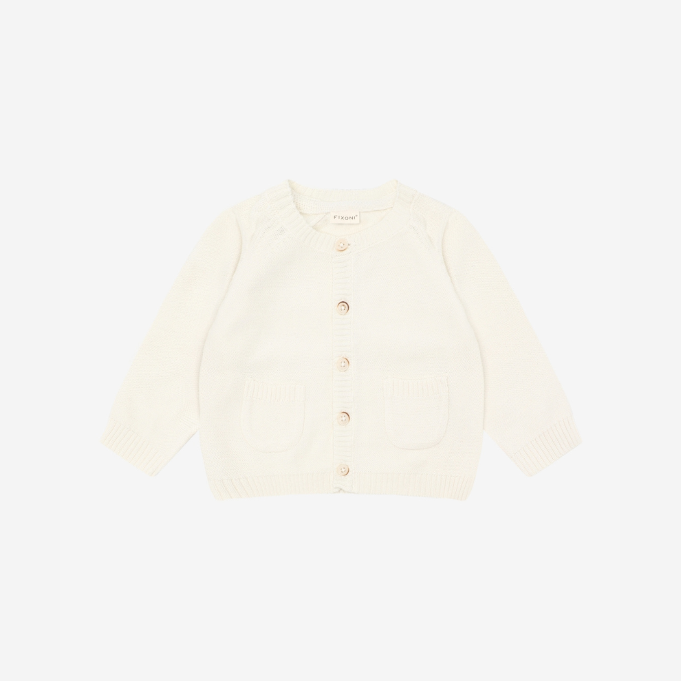 Knitted Baby Cardigan - Organic Cotton - Knit Cardigan - Antique White - GOTS - Fixoni
