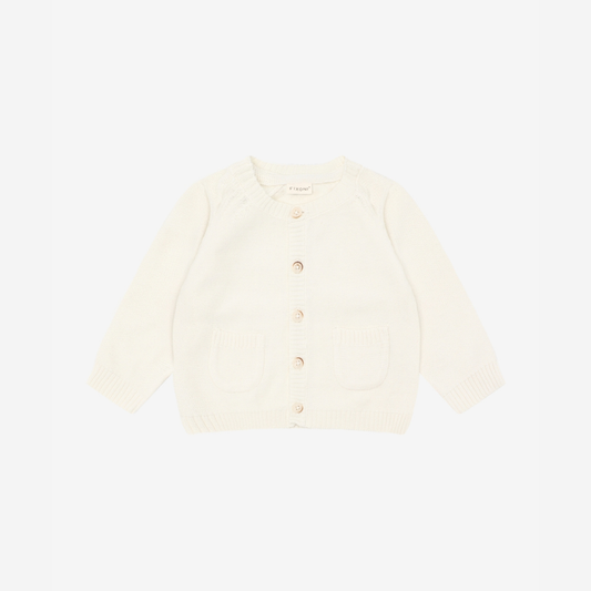 Knitted Baby Cardigan - Organic Cotton - Knit Cardigan - Antique White - GOTS - Fixoni