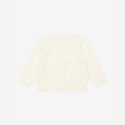 Knitted Baby Cardigan - Organic Cotton - Knit Cardigan - Antique White - GOTS - Fixoni