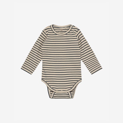 Long-sleeved romper - LS Rib Body - Medieval Blue Stripe - GOTS - Cotton - En Fant